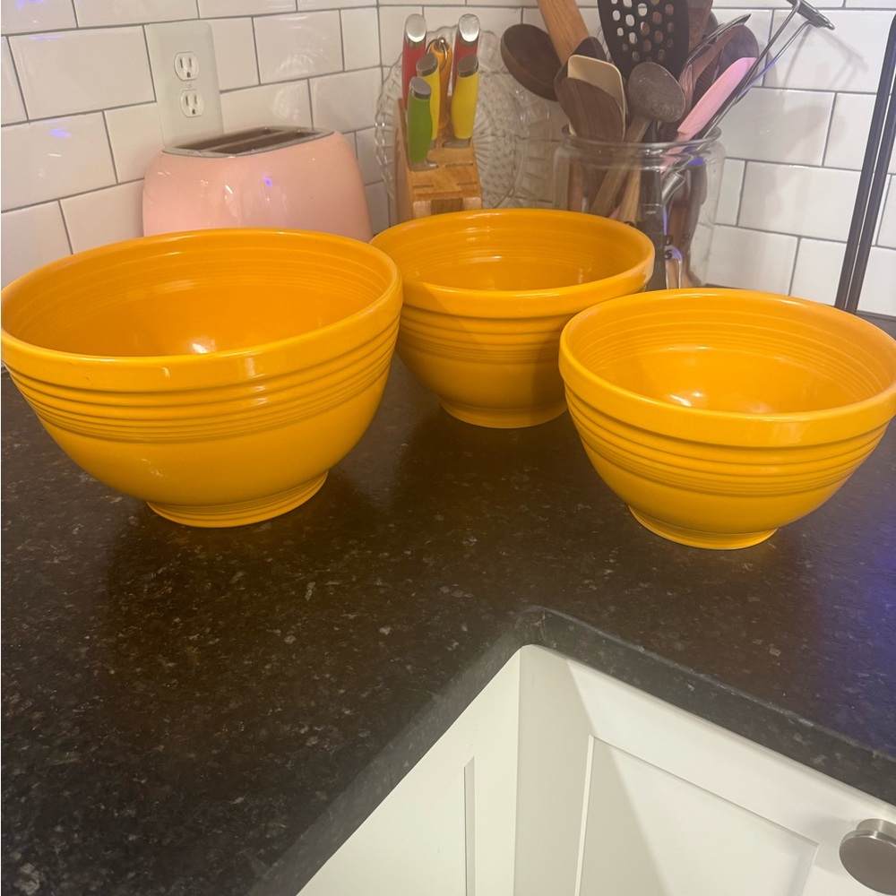 Fiestaware 75th anniversary nesting baking bowls in marigold
